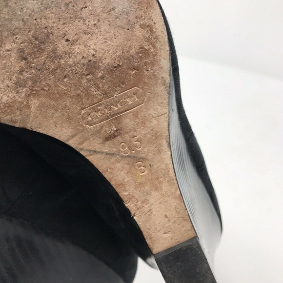 Coach Thea Wedge Heel Pumps Black Peep Toe - Picture 7 of 8